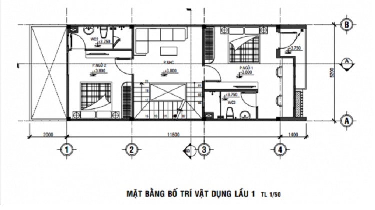 Mặt bằng lầu 1